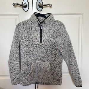 PINK gray fuzzy quarter zip🩶